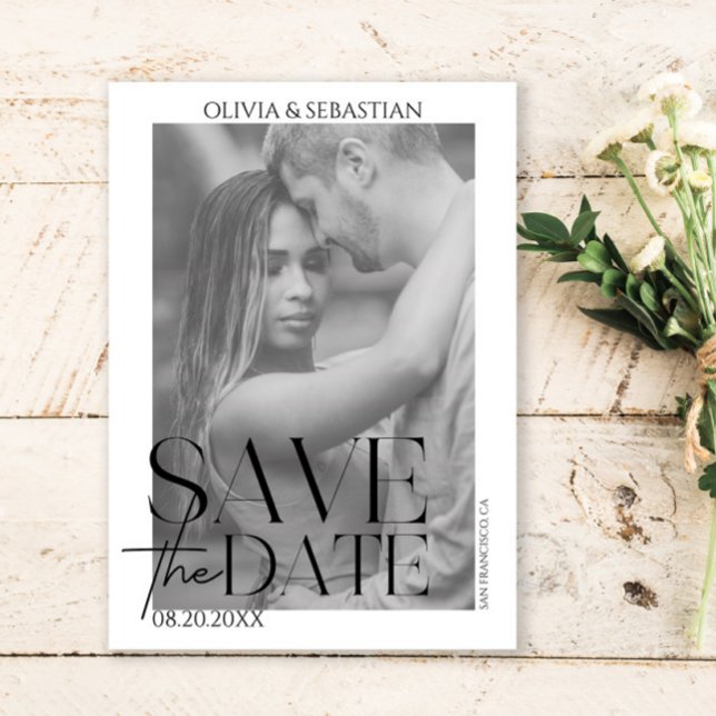 Trendy Typografy Overlay Text Foto Wedding Save The Date (Von Creator hochgeladen)