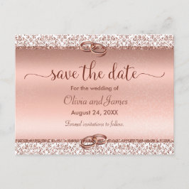 Trendy Typografy Rose Gold Wedding Save the Date Ankündigungspostkarte