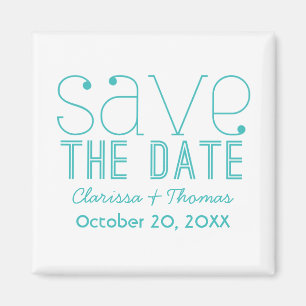 Trendy Typografy Save the Date Magnet, Aqua Magnet