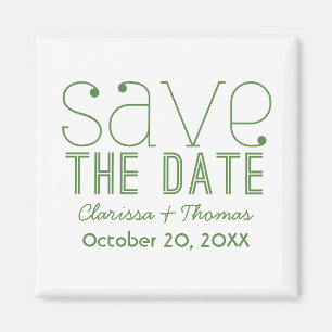 Trendy Typografy Save the Date Magnet, Green Magnet