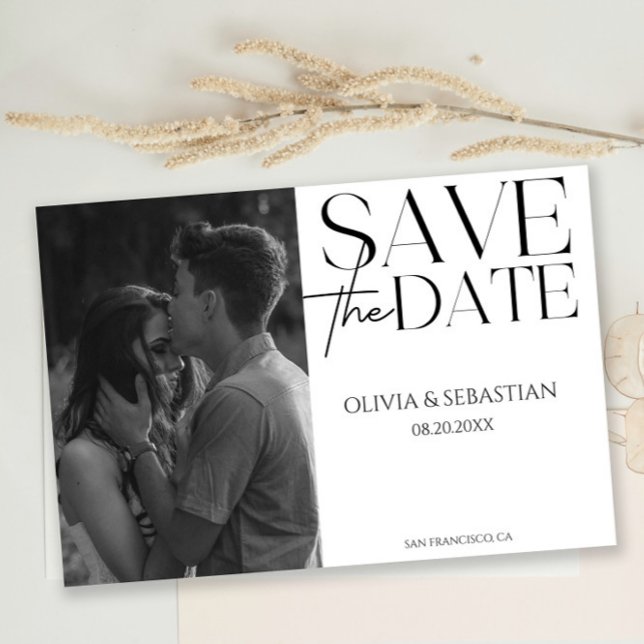 Trendy Typografy Text Foto Wedding Save The Date (Von Creator hochgeladen)
