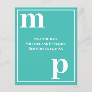 Trendy Typografy Türkise Budget Save the Date Flyer