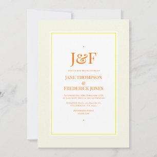Trendy Typografy Yellow, Orange und Ivory Wedding Einladung