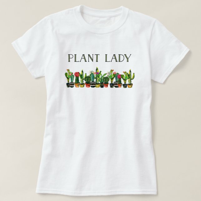 Trendy und lustige Pflanzen-Dame mit Kaktus T-Shirt (Design vorne)