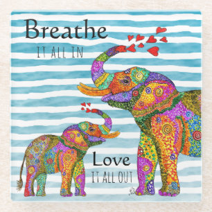 Trendy und stilvoll Elefant and Calf Kitchen Handt Glasuntersetzer