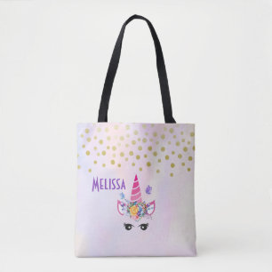 Trendy Unicorn mit Blume Butterflies & Confetti