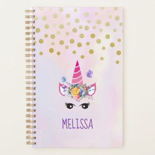 Trendy Unicorn mit Blume Butterflies & Confetti Planer