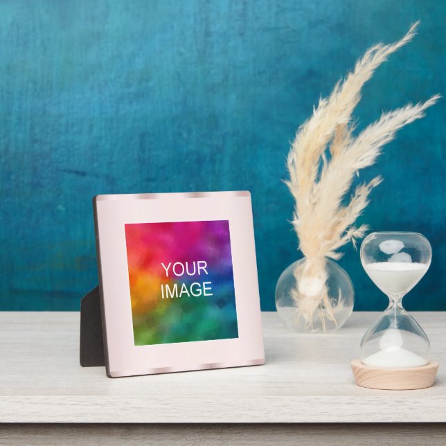 Trendy Upload Your Photo or Logo Rose Gold Easel Fotoplatte (InSitu)