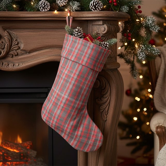 Trendy Urban Red Gray Kariert Tartan Muster Stoff (Von Creator hochgeladen)