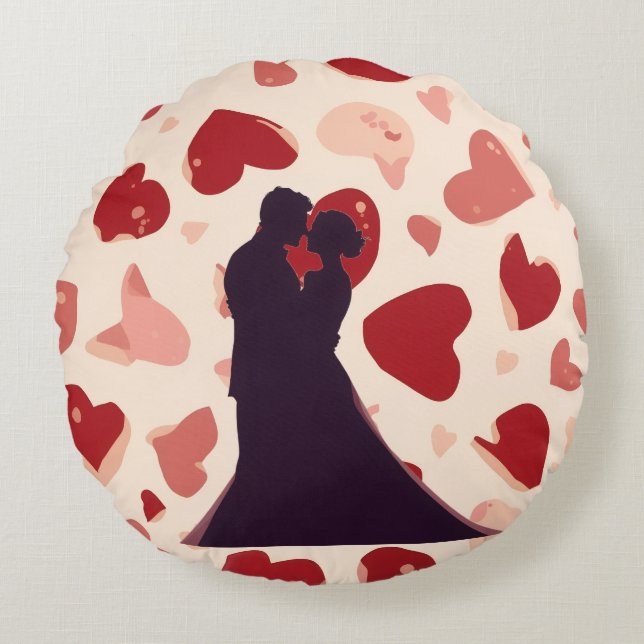 Trendy Valentine Day Round Pillow Rundes Kissen (Vorderseite)