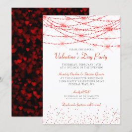 Trendy Valentine Hearts Bokeh Party Einladung