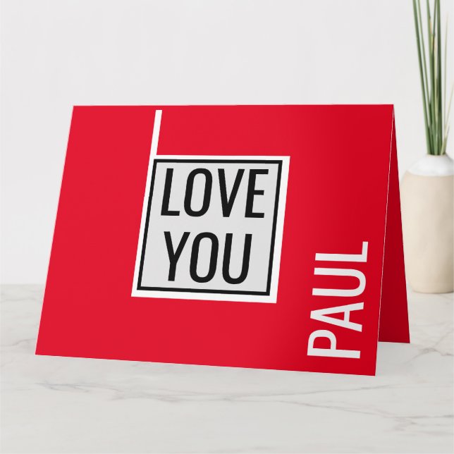 Trendy Valentins I LIEBE YOU minimalistisch einfac Karte (Vorderseite)