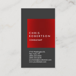Trendy Vertical Gray Red Strip Business Card Visitenkarte