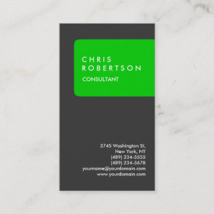 Trendy Vertical Grey Green Strip Business Card Visitenkarte