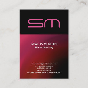 Trendy Vertical Modern Monogram Black Red Visitenkarte