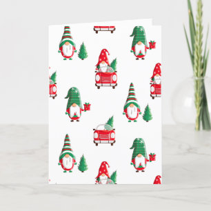 Trendy Vintag Green Funny Gnome Feiertagskarte