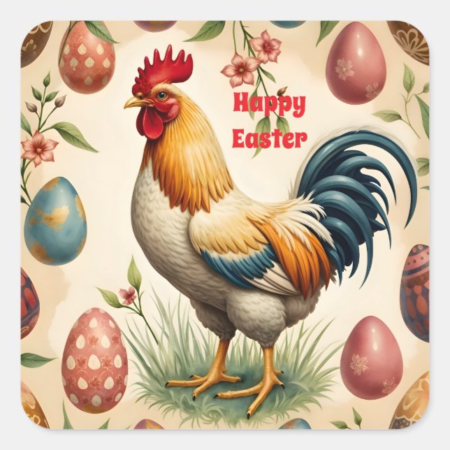 Trendy Vintag Holiday Easter Collection Quadratischer Aufkleber (Vorderseite)