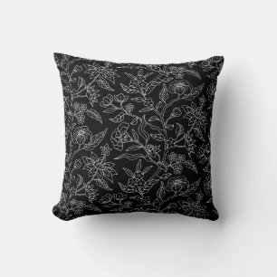 Trendy Vintag Inspiriert Black Floral Pattern Kissen