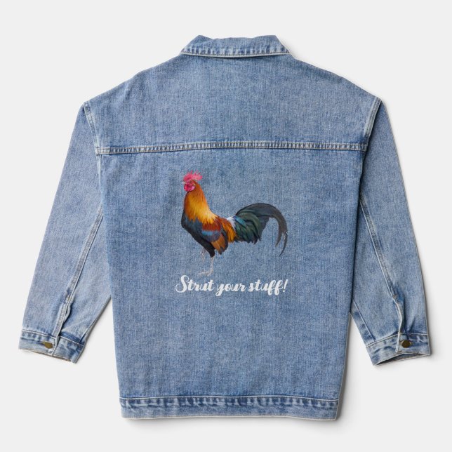 Trendy Vintag Rooster Denim Jacket Jeansjacke (Rückseite)