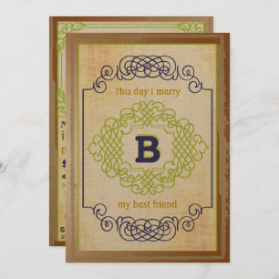 Trendy Vintage Poster Stil Navy Kupfer und Grün Einladung