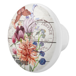 Trendy vintage rustic wood Botanical Chic french Keramikknauf