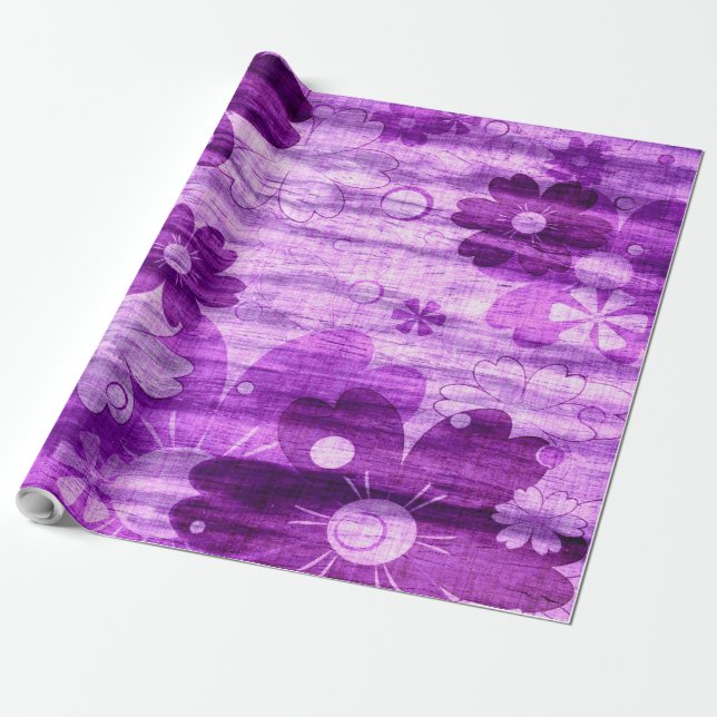 Trendy Violet Blume Vintag Geschenkpapier (Ungerollt)