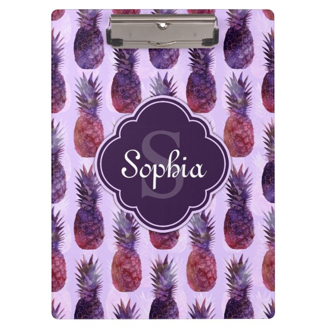 Trendy Watercolor Ananas Muster Klemmbrett (Vorderseite)
