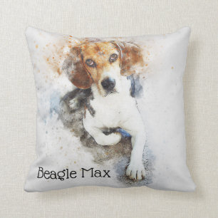 Trendy Watercolor-Beagle-Hund personalisiert Kissen