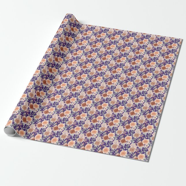 Trendy Watercolor Blume Geschenkpapier (Ungerollt)
