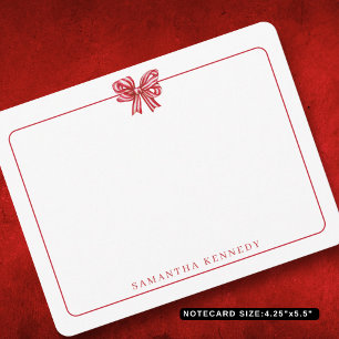 Trendy Watercolor Bow and Border Girly Stationy Mitteilungskarte