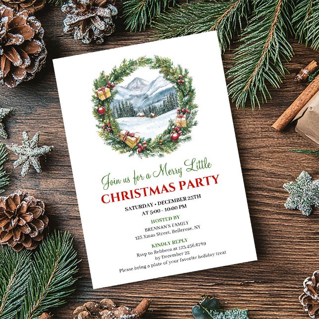 Trendy Watercolor Christmas Scene Printable Invite Einladung (Trendy Watercolor Christmas Scene Printable Invite)