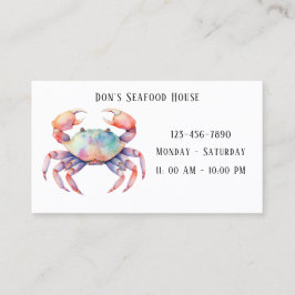 Trendy Watercolor Crab Company / Restaurant Visitenkarte