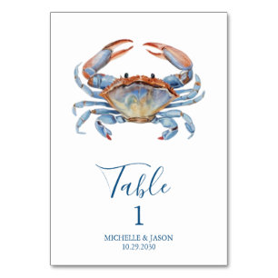Trendy Watercolor Crab Nautical Tischnummer