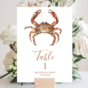 Trendy Watercolor Crab Nautical Tischnummer