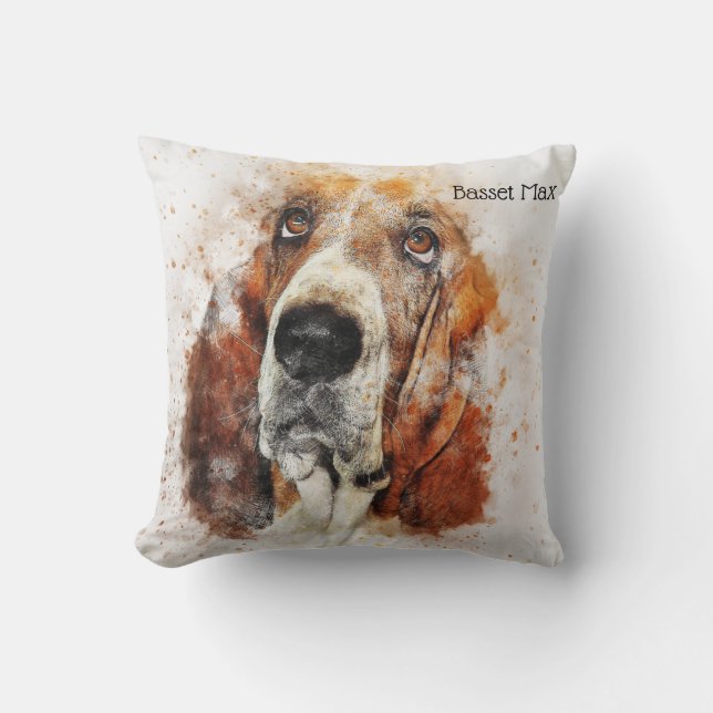 Trendy Watercolor-Dachshund-Jagdhund Kissen (Vorderseite)