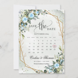 Trendy Watercolor Eisblüten Eukalyptus Gold Save The Date