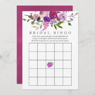 Trendy Watercolor Floral Brautparty Bingo Einladung