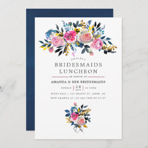 Trendy Watercolor Floral Bridesmaids Einladung