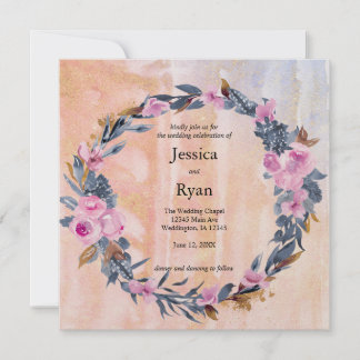 Trendy Watercolor Floral Wedding Einladung