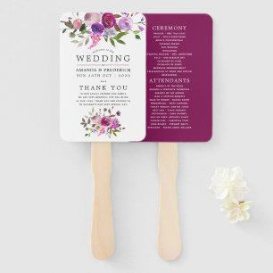 Trendy Watercolor Floral Wedding Program Fächer