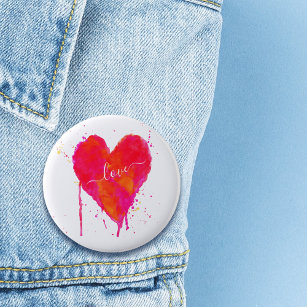 Trendy Watercolor Künstlerisch Valentinstag Liebe Button