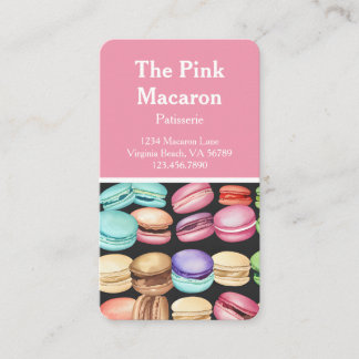 Trendy Watercolor Macaron French Patisserie Bäcker Visitenkarte