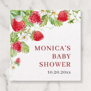 Trendy Watercolor Meadow Strawberry BABY Dusche Geschenkanhänger