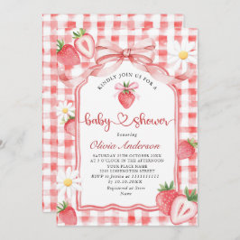 Trendy Watercolor Meadow Strawberry Babydusche Einladung