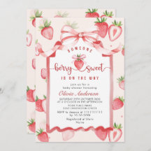 Trendy Watercolor Meadow Strawberry Babydusche