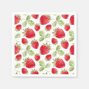 Trendy Watercolor Meadow Strawberry Babydusche Serviette