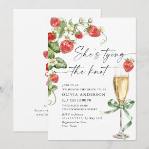 Trendy Watercolor Meadow Strawberry Brautparty Einladung