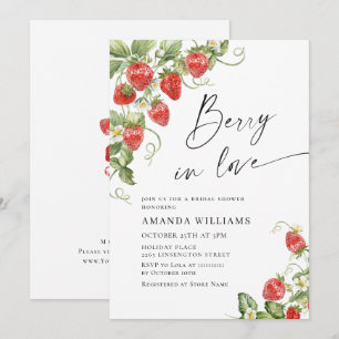 Trendy Watercolor Meadow Strawberry Brautparty Einladung