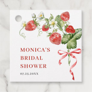 Trendy Watercolor Meadow Strawberry Brautparty Geschenkanhänger
