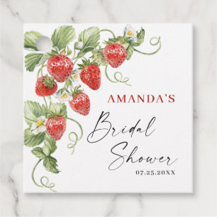 Trendy Watercolor Meadow Strawberry Brautparty Geschenkanhänger